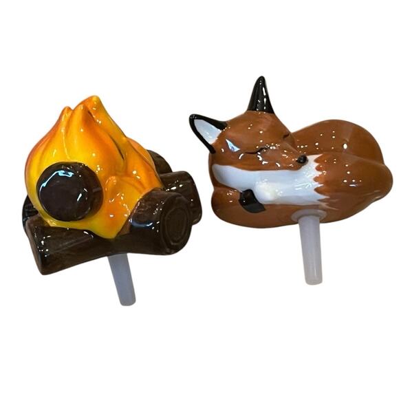 2 NORA FLEMING Minis A428 FOXY LADY FOX A400 Fired Up Campfire Bonfire Charms - Picture 1 of 11
